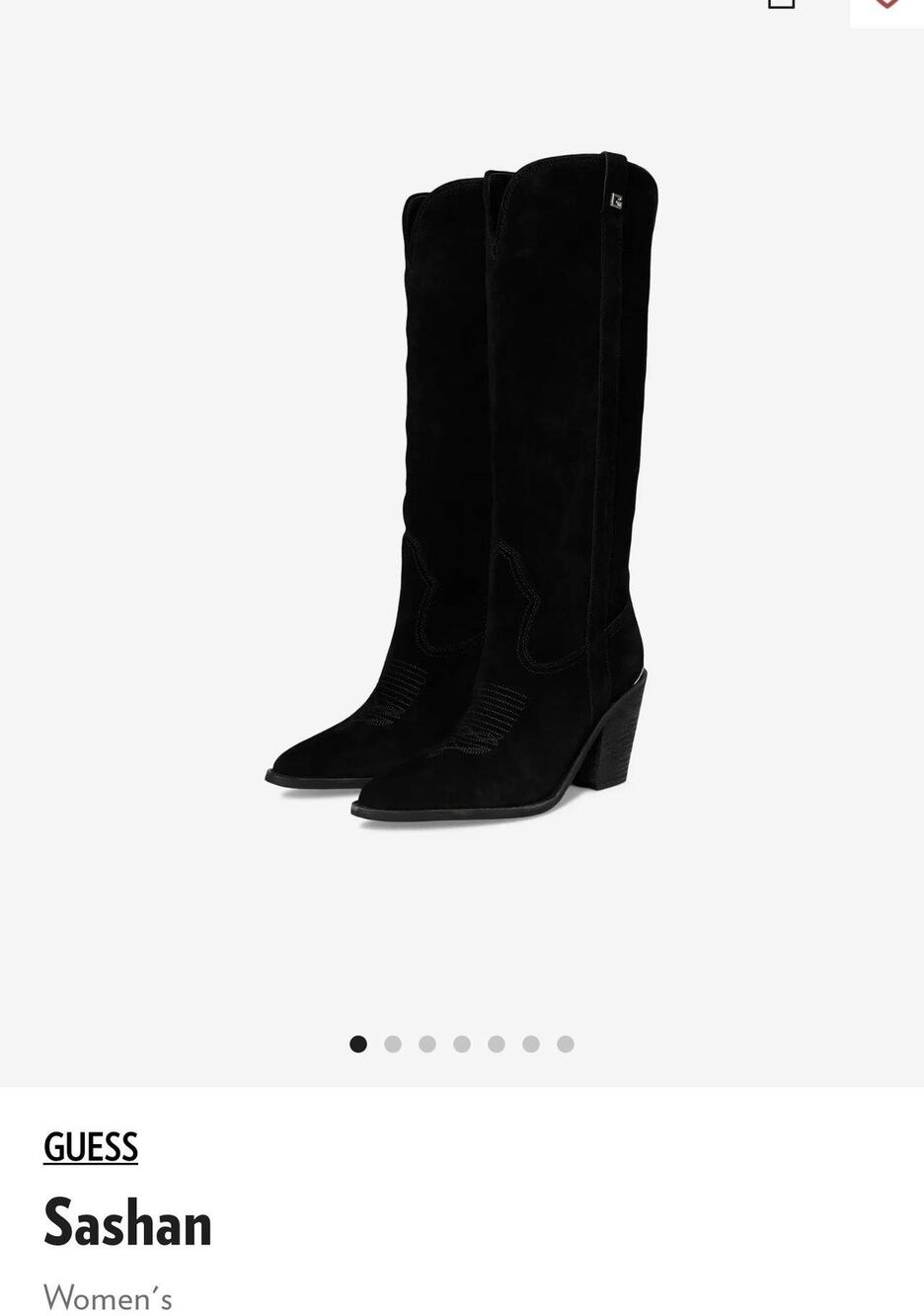 GUESS Boots Womens Size 5.5M Black Suede GWSASHAN Western Knee High Heel